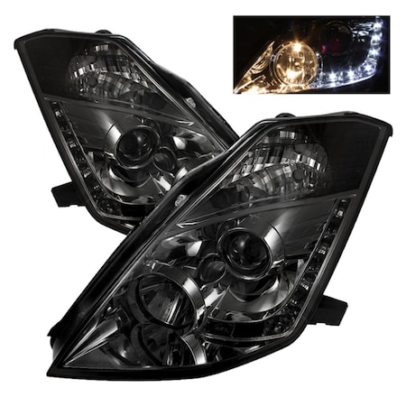 Spyder Halogen Model DRL Projector Headlights for 2003-2005 Nissan 350Z - Smoke 5064752